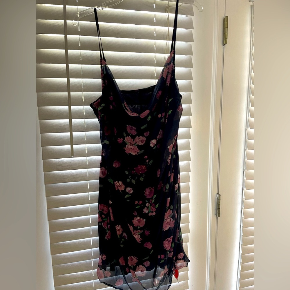 Floral Mesh Ruched Mini Dress
